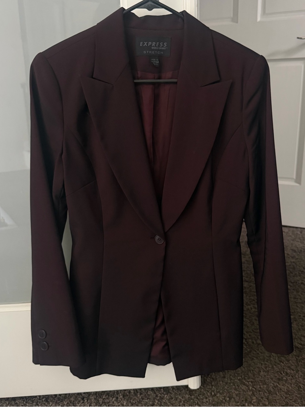 Vintage Y2K Express Dark Burgundy Single Breasted Blazer  size 3/4